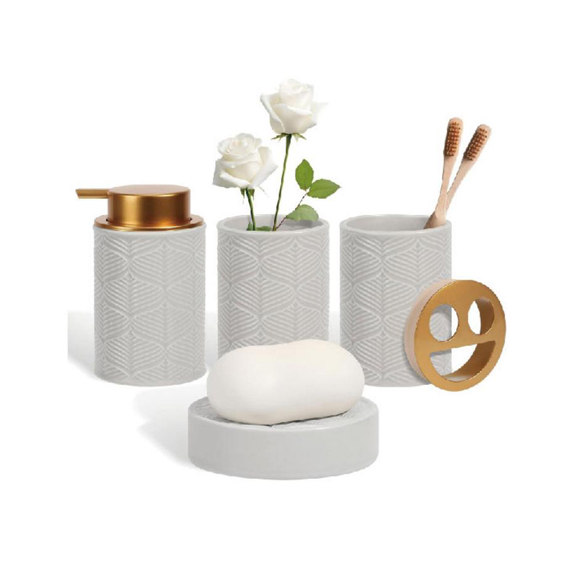 Bathroom Set/浴室配件套装 - 皂液器 牙刷杯 洗手液分配器 时尚实用的浴室装饰,适用于家居、公寓