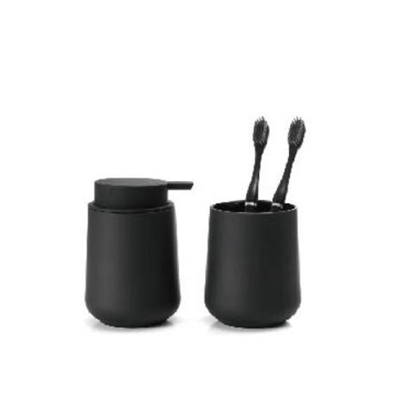 Plastic Matte Finish Bathroom Set/哑光黑色浴室配件套装 洗手液分配器  牙刷杯